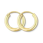 Ohrringe, Creolen, Gelbgold 585 / 14K, Außendurchmesser 15 mm, Breite 2.5 mm, Gewicht ca. 0.8 g