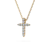 0,09 Karat Diamant Anhänger Kreuz Gelbgold 585 (14K) mit Goldkette für Damen