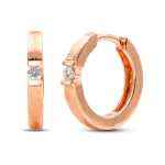 0,06 Karat Diamant Creolen, Rotgold 750 / 18K, Außendurchmesser 13 mm, Breite 2.2 mm, Gewicht ca. 2.37 g