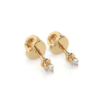 0,08 Karat Diamant Ohrstecker mit 2 echten Diamanten, Gelbgold 585 / 14K