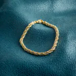 Armband als Kordelkette hohl Bicolor in Gelbgold / Weißgold 585 / 14K, 18,5 cm lang, 3,3 mm breit, Gewicht ca. 5.3 g.