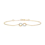 Goldarmband als Ankerkette mit 0,05 Karat Diamanten, Gelbgold 585 / 14 Karat, 18 cm lang, Gewicht ca. 1,0 g.