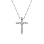 0,09 Karat Diamant Anhänger Kreuz Weißgold 585 (14K) mit Goldkette für Damen