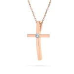 0,03 Karat Diamant Anhänger Kreuz Rotgold 585 (14K) mit Goldkette 45 für Damen