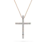 0,14 Karat Diamant Anhänger Kreuz Rotgold 585 (14K) mit Goldkette für Damen