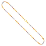 Goldkette als Singapurkette Bicolor in Gelbgold / Weißgold 333 / 8K, 50 cm lang, 2,9 mm breit, Gewicht ca. 6 g.