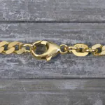 Armband als Panzerkette flach in Gelbgold 585 / 14K, 14 cm lang, 4,1 mm breit, Gewicht ca. 6 g.