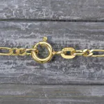 Armband als Figarokette diamantiert in Gelbgold 585 / 14 K, 18,5 cm lang, 2,2mm breit, Gewicht ca. 2.2 g.