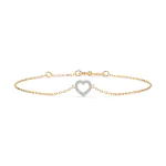 Herz Goldarmband als Ankerkette mit 0,07 Karat Diamanten, Gelbgold 585 / 14 Karat