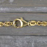 Goldkette als Kordelkette hohl in Gelbgold 585 / 14K, 38 cm lang, 3,8 mm breit, Gewicht ca. 8.4 g.