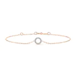 Goldarmband als Ankerkette mit 0,07 Karat Diamanten, Rotgold 585 / 14 Karat, 21 cm lang, Gewicht ca. 0,8 g.