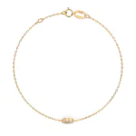 Goldarmband als Ankerkette mit 0,07 Karat Diamanten, Gelbgold 585 / 14 Karat, 20 cm lang, Gewicht ca. 0,8 g.