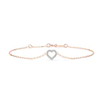 Herz Goldarmband als Ankerkette mit 0,07 Karat Diamanten, Rotgold 585 / 14 Karat, 20 cm lang, Gewicht ca. 0,8 g.
