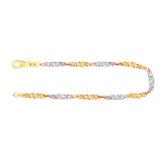 Armband als Singapurkette Bicolor in Gelbgold / Weißgold 585 / 14K, 20 cm lang, 2,9 mm breit, Gewicht ca. 3.1 g.