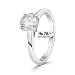 1 Karat Diamant Ring mit GIA Zertifikat, Weißgold 750 / 18K, Breite 1,7 mm,Weite 52 mm, Gewicht ca. 3.41 g.
