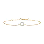 Goldarmband als Ankerkette mit 0,06 Karat Diamanten, Gelbgold 585 / 14 Karat, 20 cm lang, Gewicht ca. 0,8 g.