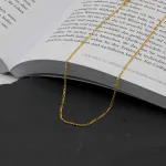 Goldkette als Figarokette diamantiert in Gelbgold 375 / 9 Karat, 38 cm lang, 1.5 mm breit, Gewicht ca. 1,9 g.