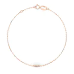 Herz Goldarmband als Ankerkette mit 0,07 Karat Diamanten, Rotgold 585 / 14 Karat, 20 cm lang, Gewicht ca. 0,8 g.