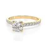 0,4+0,21 Karat Diamant Verlobungsring mit 15 Diamanten, Gelbgold 585 / 14K