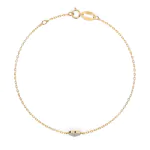 Goldarmband als Ankerkette mit 0,09 Karat Diamanten, Gelbgold 585 / 14 Karat, 19,5 cm lang, Gewicht ca. 0,9 g.