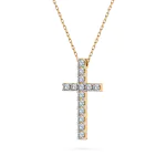 0,2 Karat Diamant Anhänger Kreuz Gelbgold 585 (14K) mit Goldkette für Damen