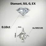 0,1 Karat Diamant Anhänger 4-er Krappe, Weißgold 585 / 14K, Höhe 5.8 mm, Breite 4 mm, Gewicht ca. 0.14 g