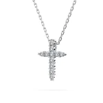 0,09 Karat Diamant Anhänger Kreuz Weißgold 585 (14K) mit Goldkette für Damen