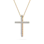 0,14 Karat Diamant Anhänger Kreuz Gelbgold 585 (14K) mit Goldkette für Damen