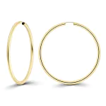 Ohrringe, Creolen, Gelbgold 585 / 14K, Außendurchmesser 50 mm, Breite 2.5 mm, Gewicht ca. 2.8 g
