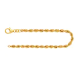 Armband als Kordelkette hohl Leichtversion in Gelbgold 585 / 14K, 19 cm lang, 4,4 mm breit, Gewicht ca. 4.5 g.