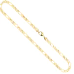 Goldkette als Figarokette diamantiert in Gelbgold 750 / 18K, 65 cm lang, 4,3 mm breit, Gewicht ca. 33.9 g.