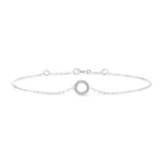 Goldarmband als Ankerkette mit 0,07 Karat Diamanten, Weißgold 585 / 14 Karat, 21 cm lang, Gewicht ca. 0,8 g.