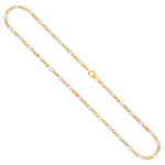 Goldkette als Panzerstegkette in Bicolor Gelbgold/Weißgold 333 / 8K, 50 cm lang, 3,1 mm breit, Gewicht ca. 4.7 g.