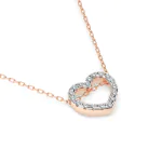 0,09 Karat Diamant Anhänger Herz Rotgold 585 (14K) mit Goldkette für Damen
