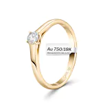 0,20 Karat Diamant Verlobungsring, Gelbgold 750 / 18K, Breite 2,3 mm, Weite 51mm, Gewicht ca. 2.46 g.