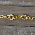 Goldkette als Ankerkette diamantiert in Gelbgold 333 / 8 Karat, 80 cm lang, 2.5 mm breit, Gewicht ca. 21