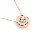0,15 Karat Diamant Anhänger Rotgold 585 (14K) mit Goldkette für Damen
