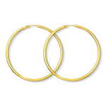 Ohrringe, Creolen, Gelbgold 585 / 14K, Außendurchmesser 60 mm, Breite 2.5 mm, Gewicht ca. 3.8 g