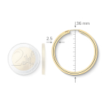 Ohrringe, Creolen, Gelbgold 750 / 18K, Außendurchmesser 40 mm, Breite 2.5 mm, Gewicht ca. 2.9 g