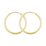 Ohrringe, Creolen, Gelbgold 585 / 14K, Außendurchmesser 20 mm, Breite 2 mm, Gewicht ca. 0.8 g