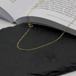 Goldkette als Figarokette diamantiert in Gelbgold 585 / 14K, 40 cm lang, 1,5 mm breit, Gewicht ca. 2.1 g.