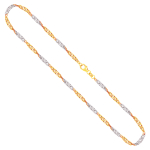 Goldkette als Singapurkette Bicolor in Gelbgold / Weißgold 333 / 8K, 45 cm lang, 2,9 mm breit, Gewicht ca. 5.4 g.