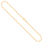Goldkette als Figarokette diamantiert in Gelbgold 375 / 9K, 50 cm lang, 2,2 mm breit, Gewicht ca. 4.6 g.