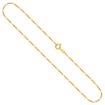 Goldkette als Figarokette diamantiert in Gelbgold 585 / 14K, 40 cm lang, 1,5 mm breit, Gewicht ca. 2.1 g.