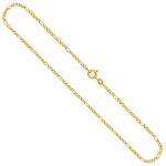 Goldkette als Figarokette diamantiert in Gelbgold 333 / 8K, 42 cm lang, 1,9 mm breit, Gewicht ca. 2.6 g.