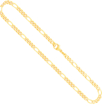 Goldkette als Figarokette diamantiert in Gelbgold 333 / 8K, 50 cm lang, 4,3 mm breit, Gewicht ca. 18.3 g.
