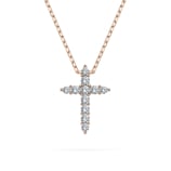 0,09 Karat Diamant Anhänger Kreuz Rotgold 585 (14K) mit Goldkette für Damen