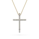 0,14 Karat Diamant Anhänger Kreuz Gelbgold 585 (14K) mit Goldkette für Damen