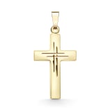 Anhänger Kreuz seidenmatt/diamantiert Gelbgold 21 mm