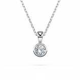 0,1 Karat Diamant Anhänger Zarge Weißgold 585 (14K) mit Goldkette für Damen